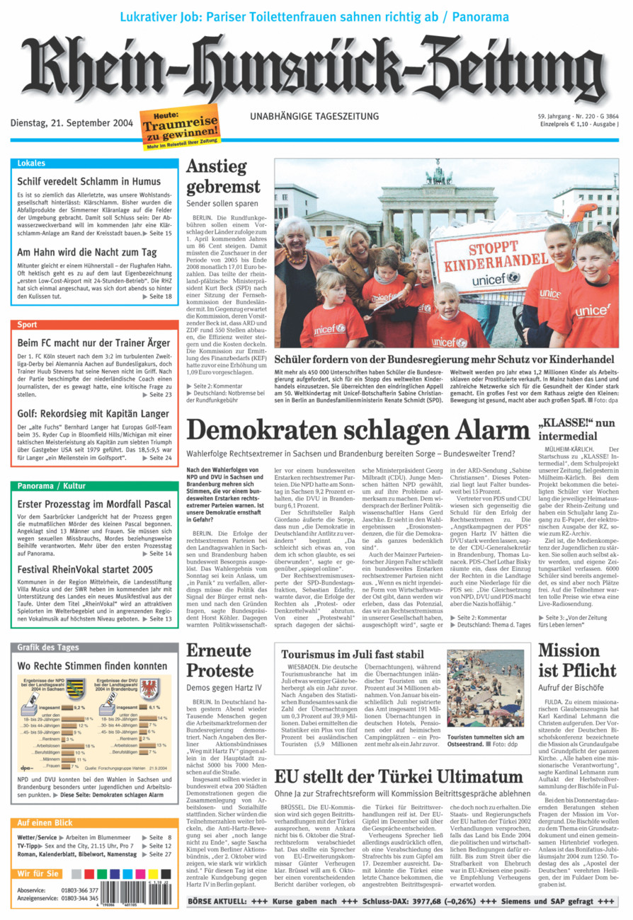 Rhein-Hunsrück-Zeitung vom Dienstag, 21.09.2004