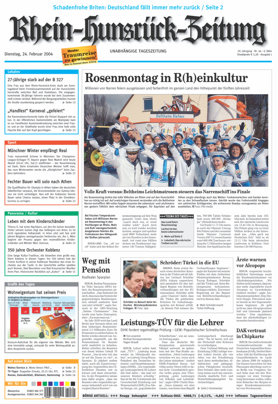 Rhein-Hunsrück-Zeitung vom Dienstag, 24.02.2004