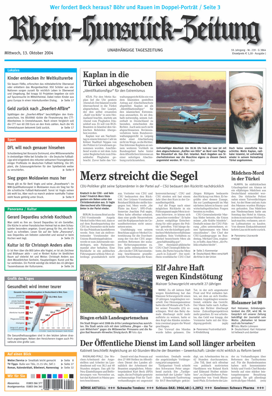 Rhein-Hunsrück-Zeitung vom Mittwoch, 13.10.2004