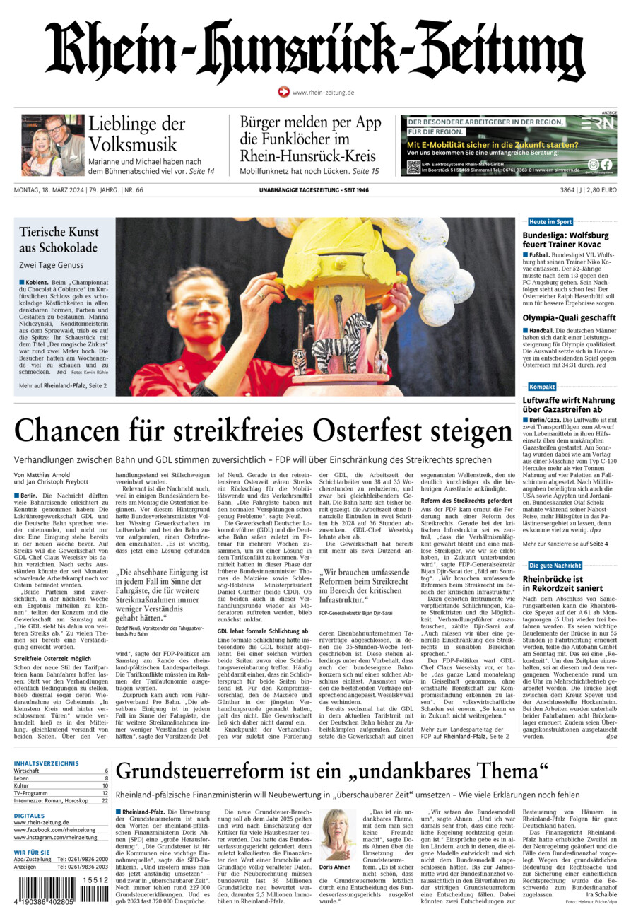 Rhein-Hunsrück-Zeitung vom Montag, 18.03.2024