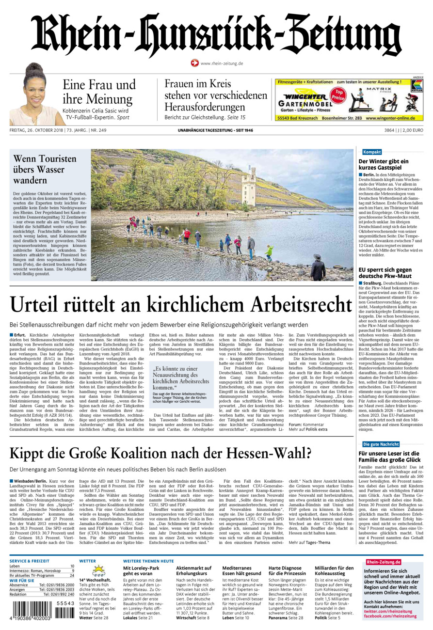 Rhein-Hunsrück-Zeitung vom Freitag, 26.10.2018