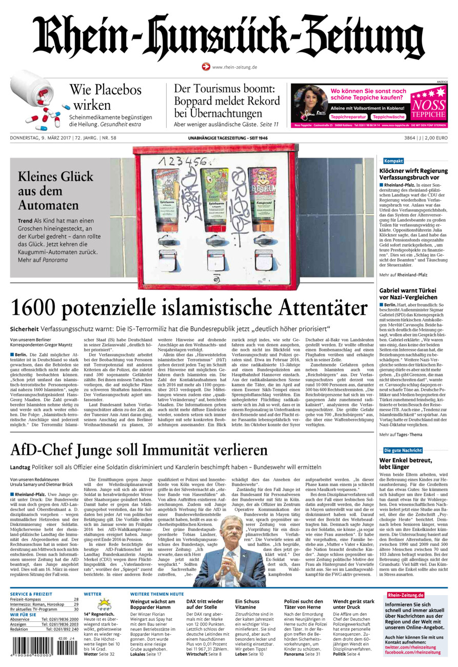 Rhein-Hunsrück-Zeitung vom Donnerstag, 09.03.2017