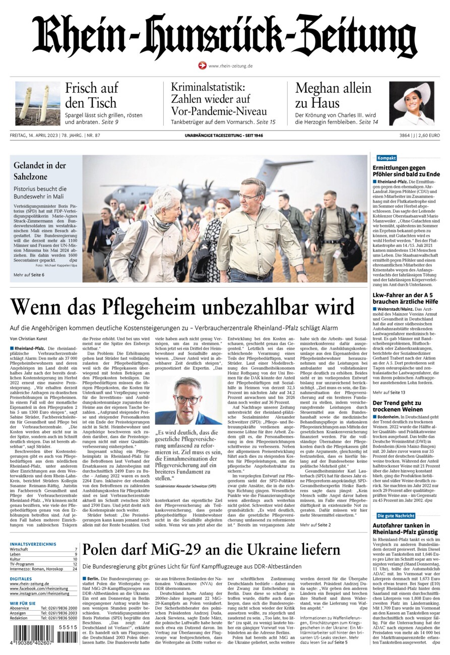 Rhein-Hunsrück-Zeitung vom Freitag, 14.04.2023