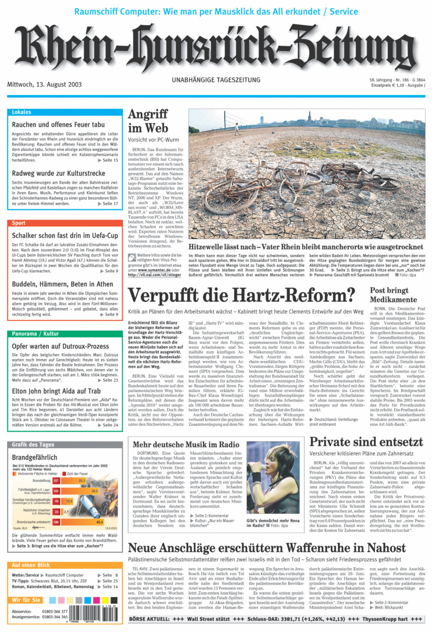 Rhein-Hunsrück-Zeitung vom Mittwoch, 13.08.2003