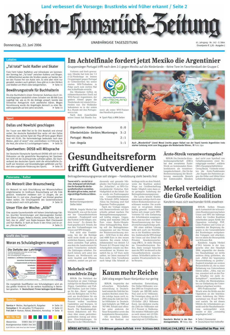 Rhein-Hunsrück-Zeitung vom Donnerstag, 22.06.2006