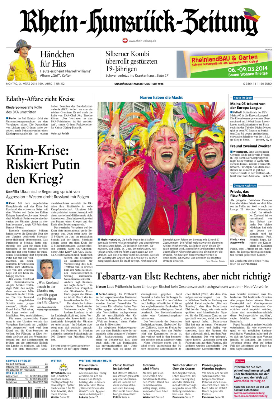 Rhein-Hunsrück-Zeitung vom Montag, 03.03.2014