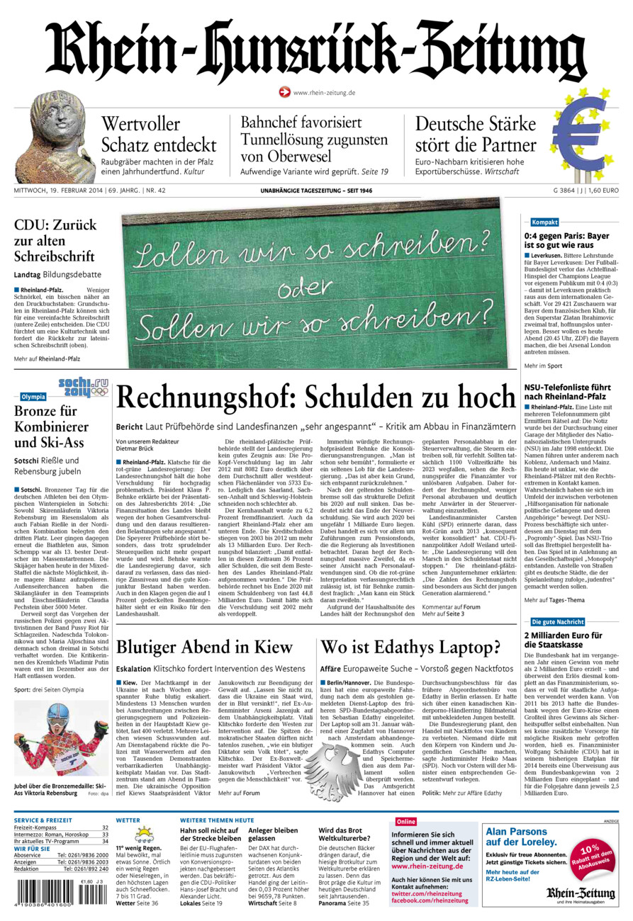 Rhein-Hunsrück-Zeitung vom Mittwoch, 19.02.2014