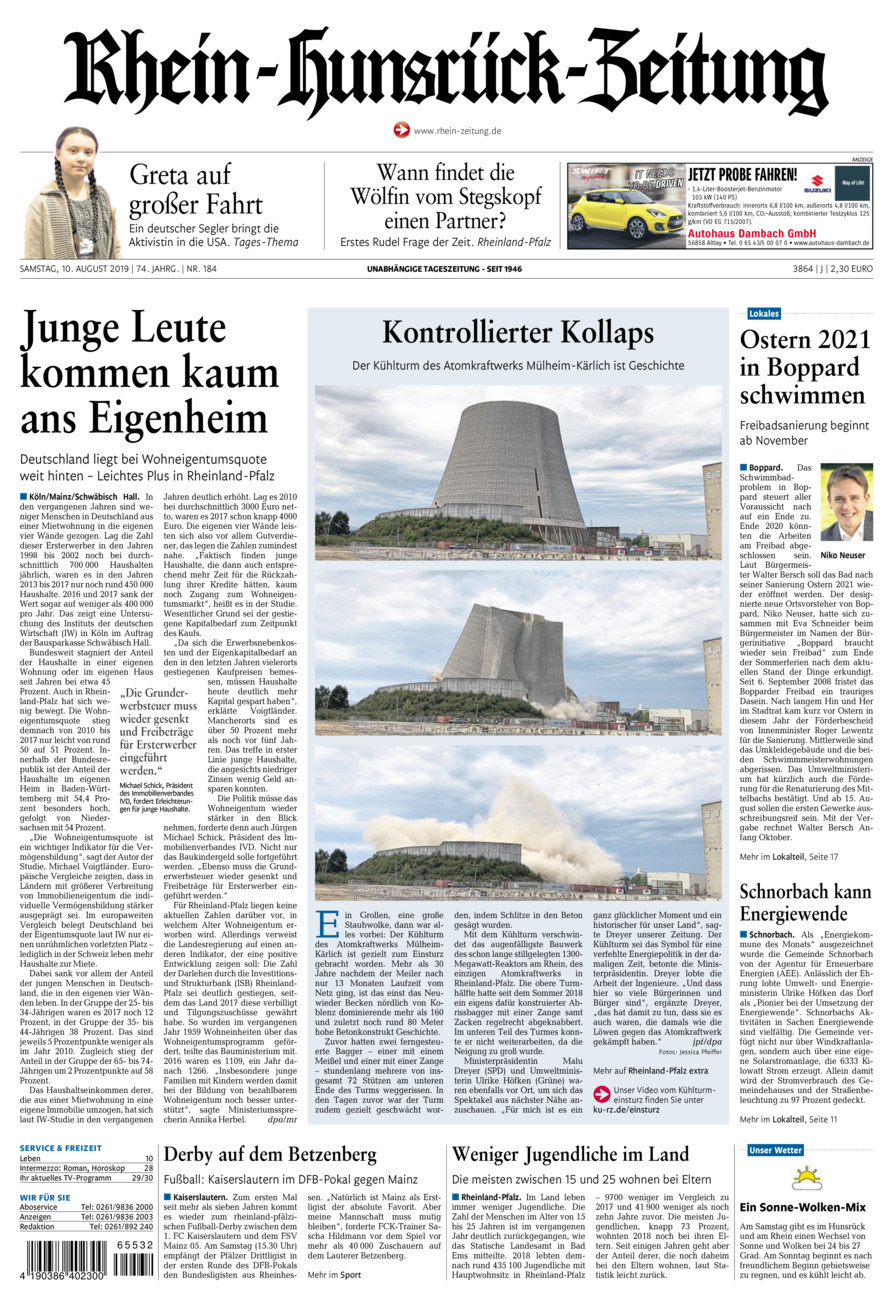 Rhein-Hunsrück-Zeitung vom Samstag, 10.08.2019