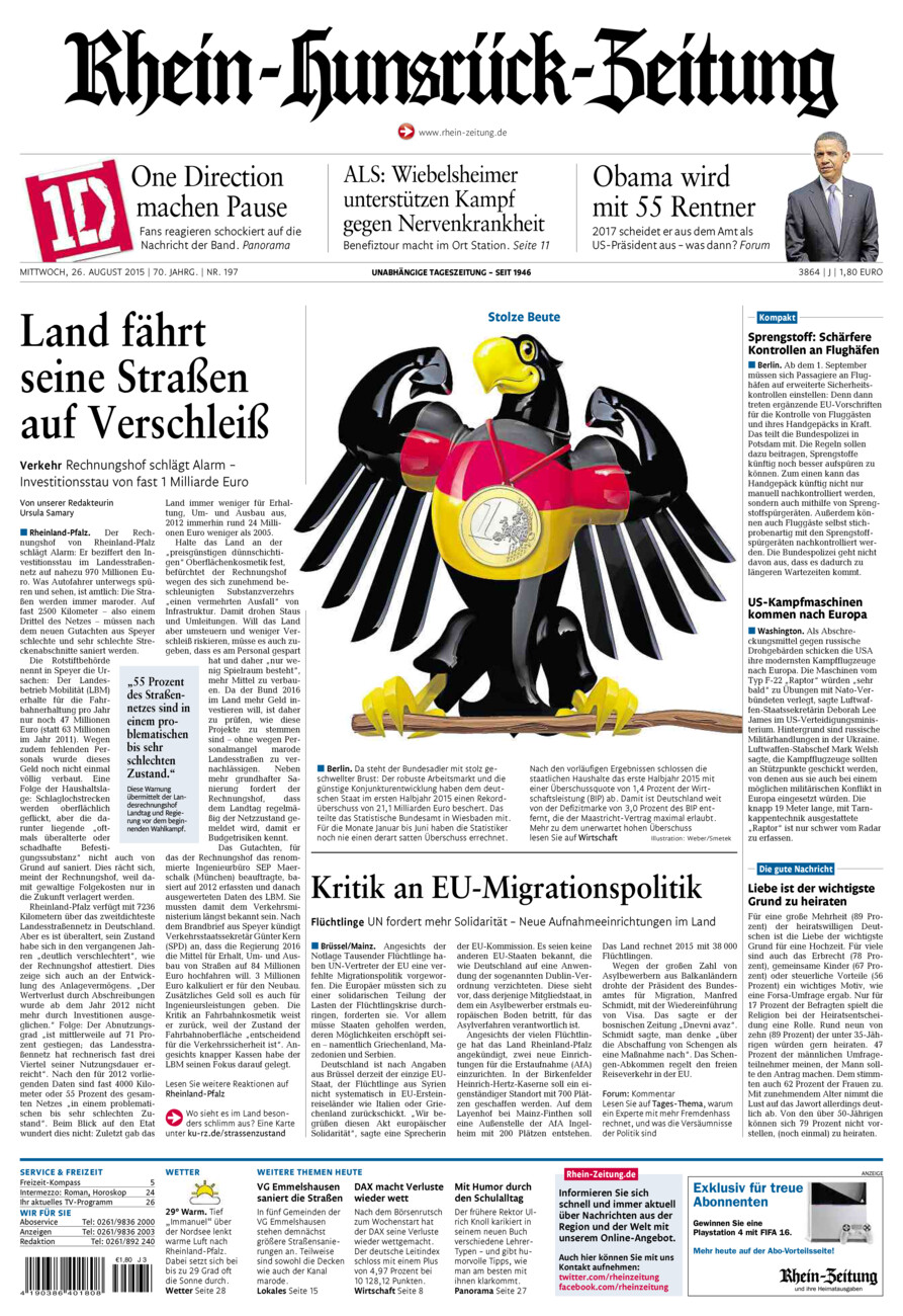 Rhein-Hunsrück-Zeitung vom Mittwoch, 26.08.2015