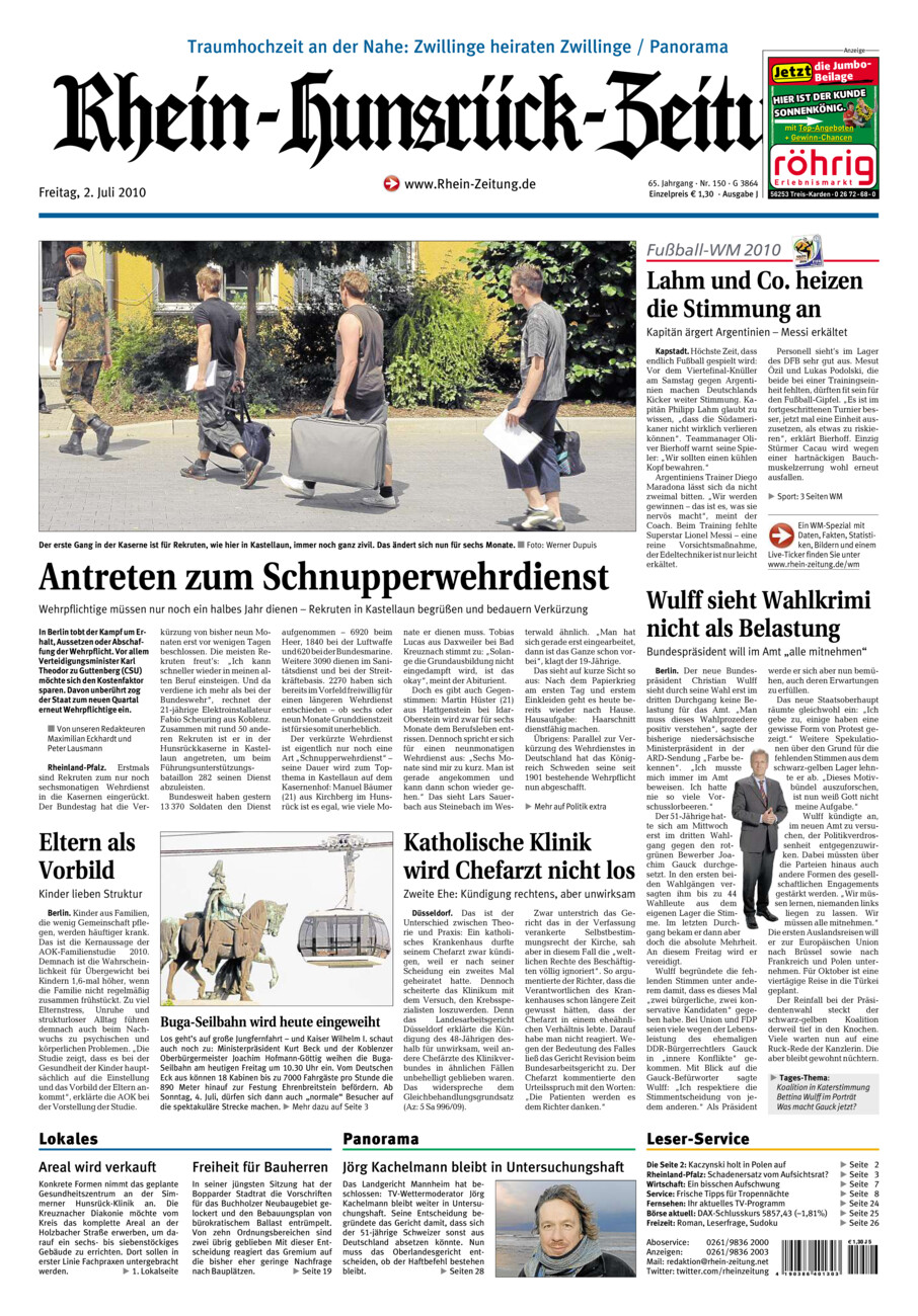 Rhein-Hunsrück-Zeitung vom Freitag, 02.07.2010
