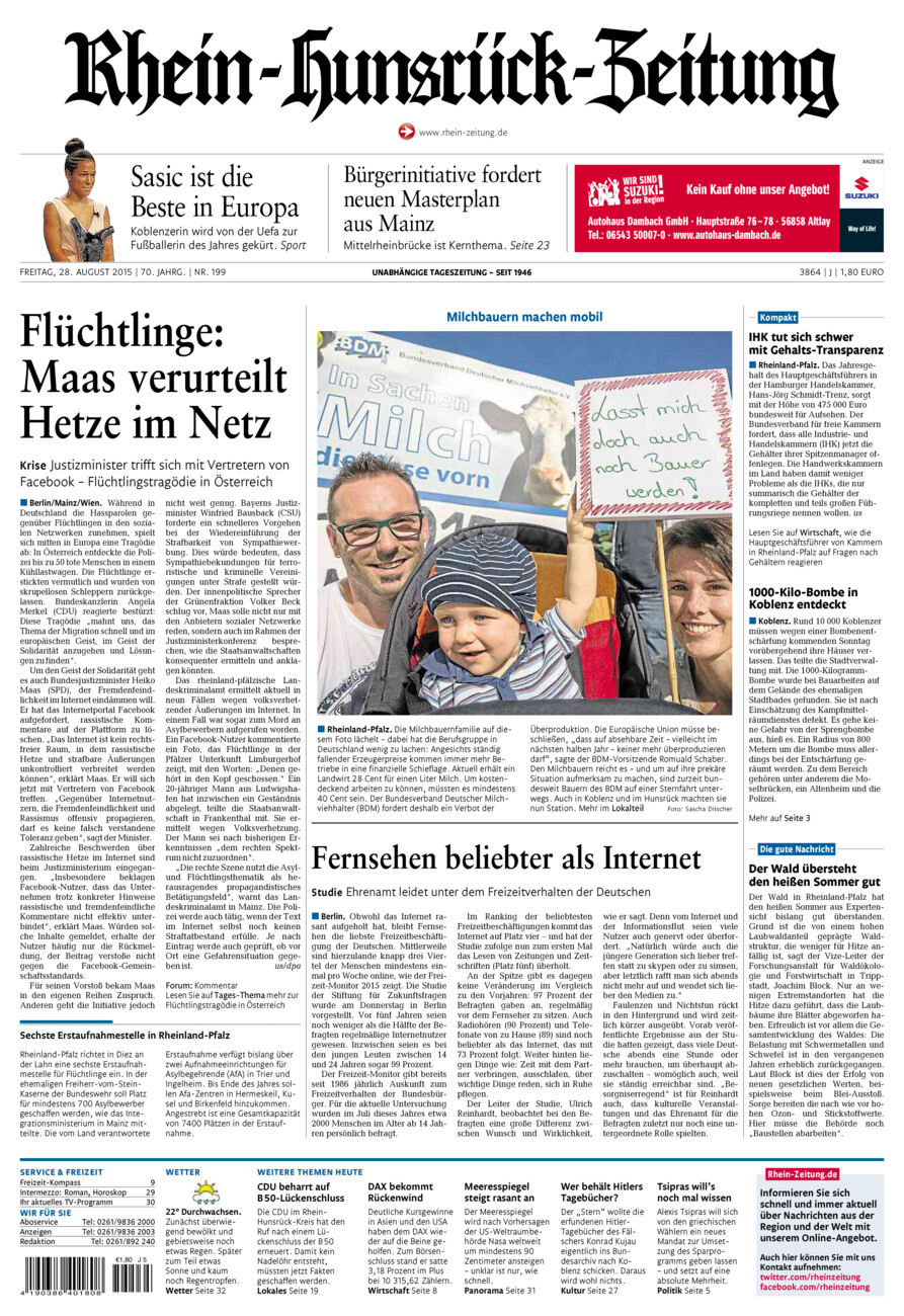 Rhein-Hunsrück-Zeitung vom Freitag, 28.08.2015
