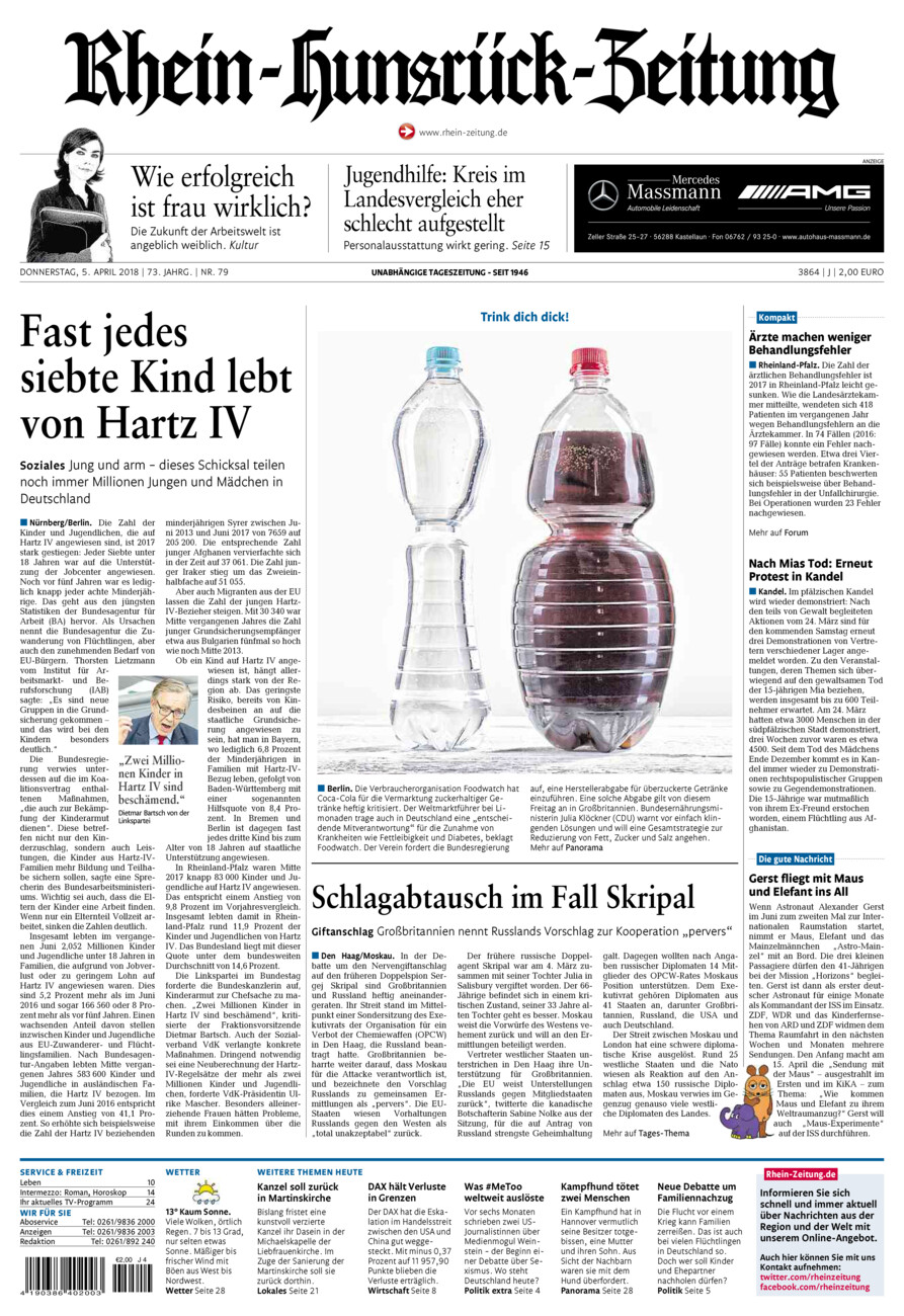 Rhein-Hunsrück-Zeitung vom Donnerstag, 05.04.2018