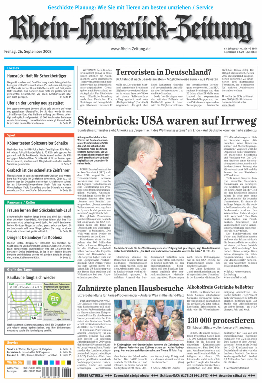 Rhein-Hunsrück-Zeitung vom Freitag, 26.09.2008