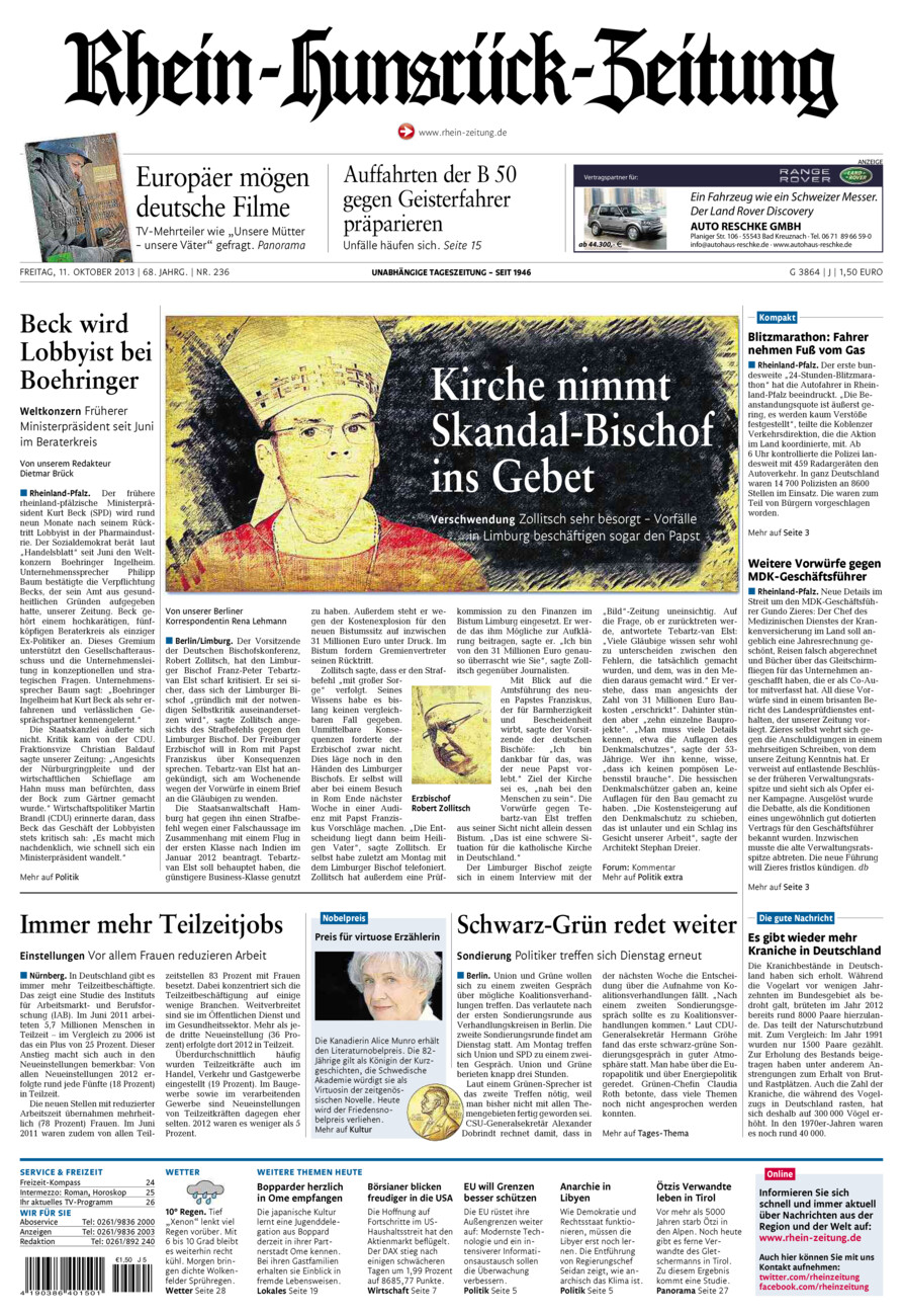 Rhein-Hunsrück-Zeitung vom Freitag, 11.10.2013