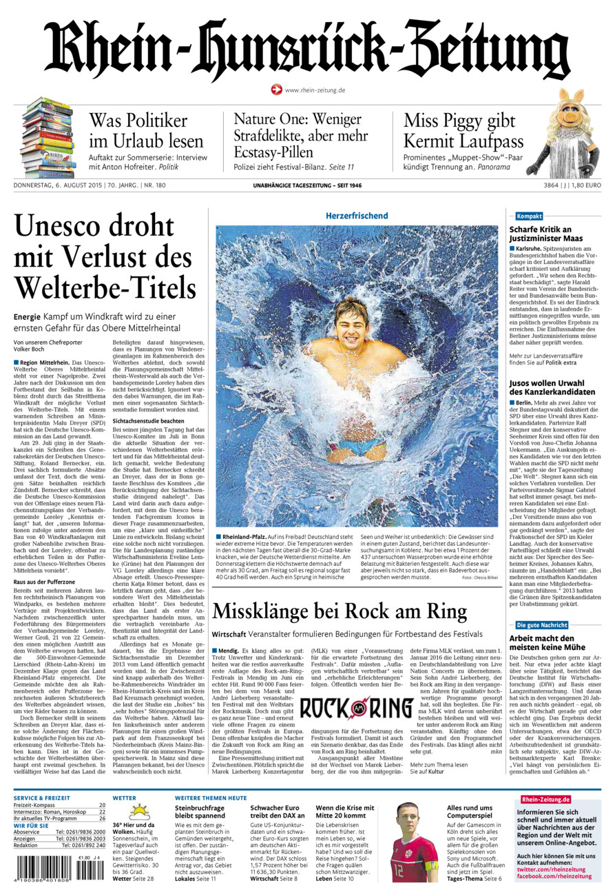 Rhein-Hunsrück-Zeitung vom Donnerstag, 06.08.2015