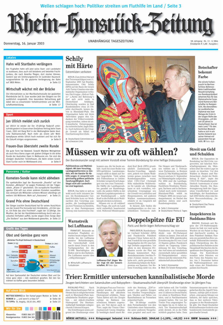 Rhein-Hunsrück-Zeitung vom Donnerstag, 16.01.2003