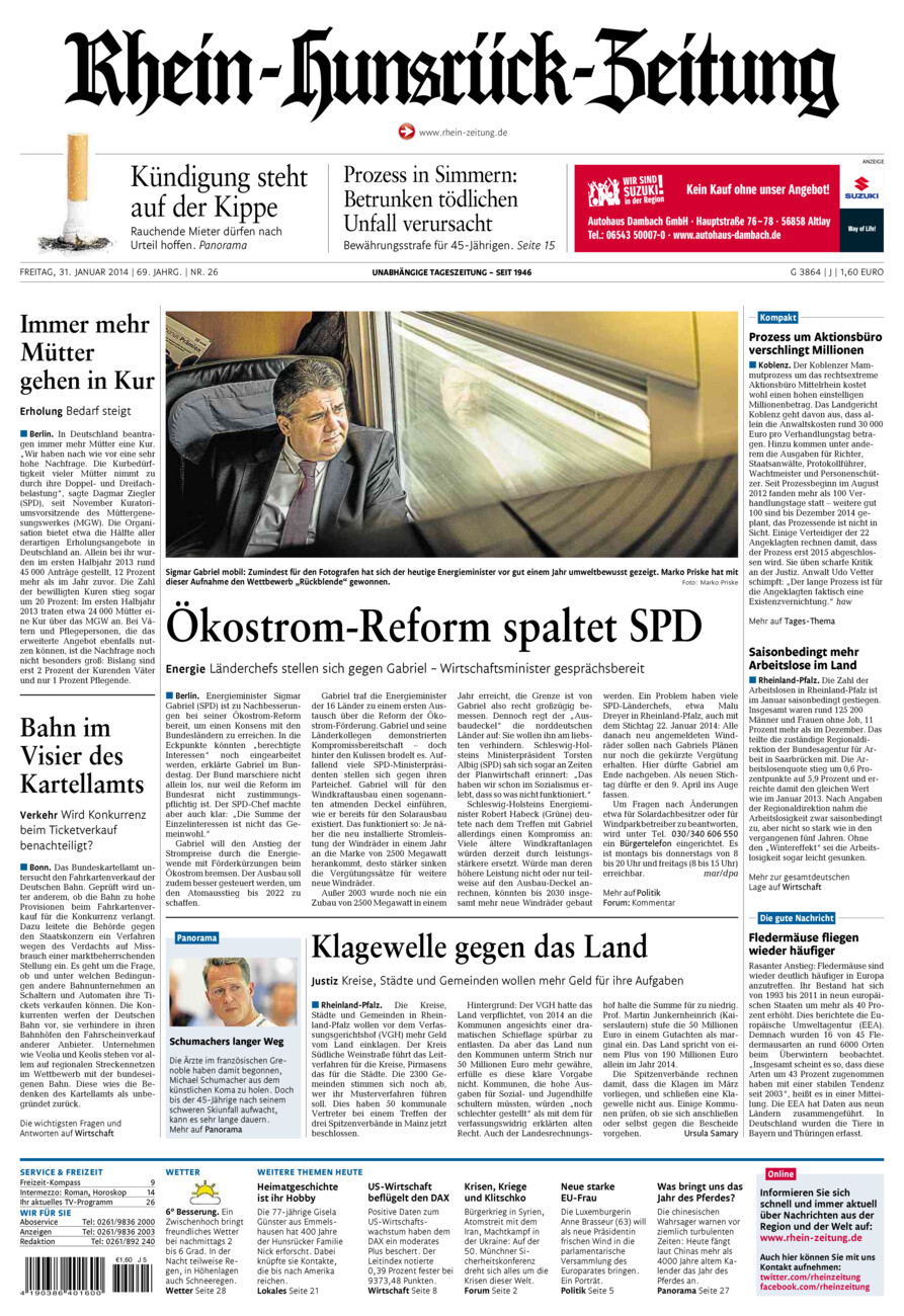 Rhein-Hunsrück-Zeitung vom Freitag, 31.01.2014