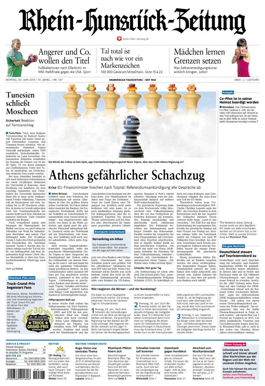 Rhein-Hunsrück-Zeitung vom Montag, 29.06.2015