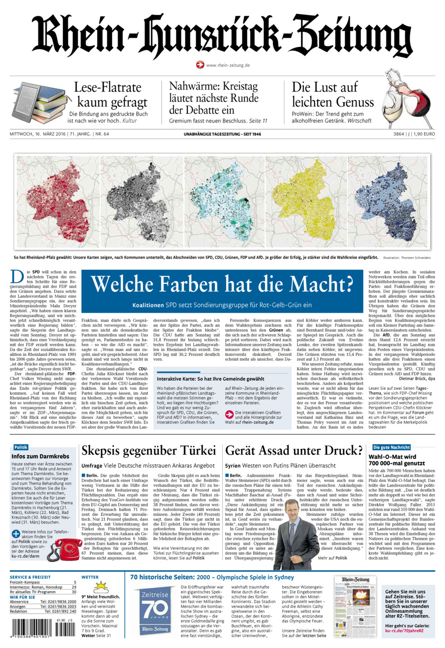 Rhein-Hunsrück-Zeitung vom Mittwoch, 16.03.2016