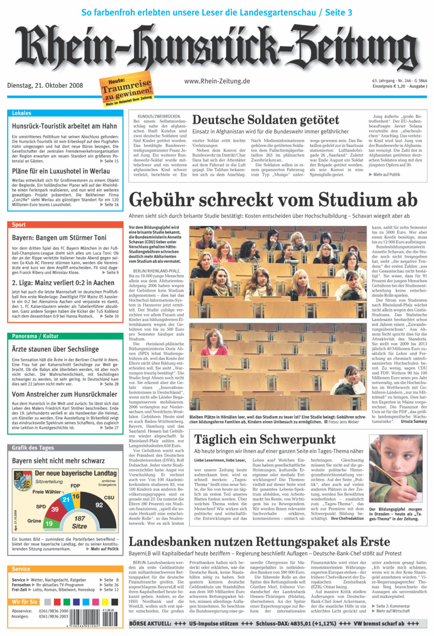 Rhein-Hunsrück-Zeitung vom Dienstag, 21.10.2008