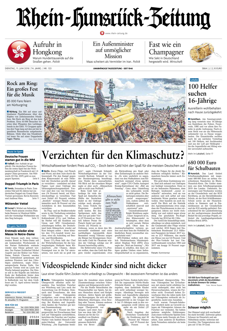 Rhein-Hunsrück-Zeitung vom Dienstag, 11.06.2019