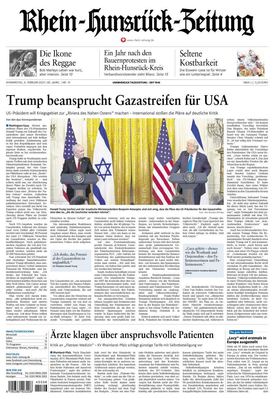 Rhein-Hunsrück-Zeitung vom Donnerstag, 06.02.2025