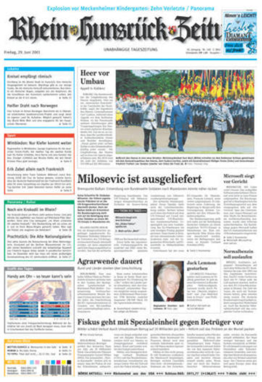 Rhein-Hunsrück-Zeitung vom Freitag, 29.06.2001