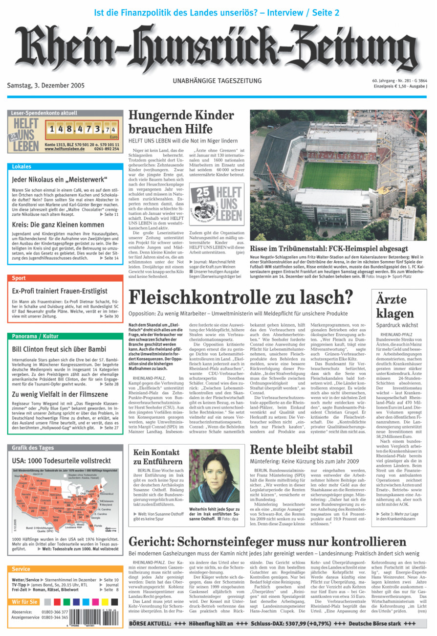 Rhein-Hunsrück-Zeitung vom Samstag, 03.12.2005