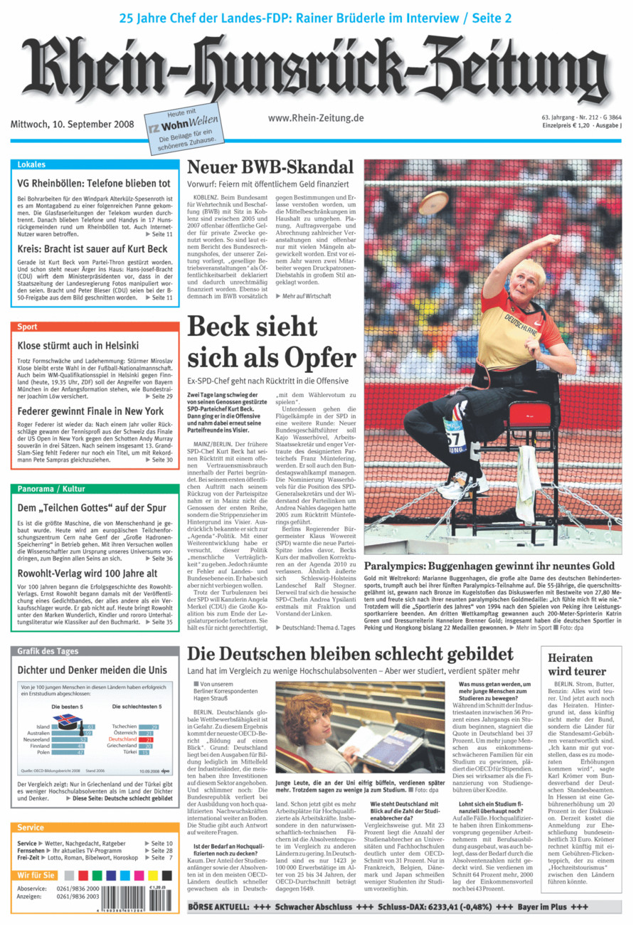 Rhein-Hunsrück-Zeitung vom Mittwoch, 10.09.2008