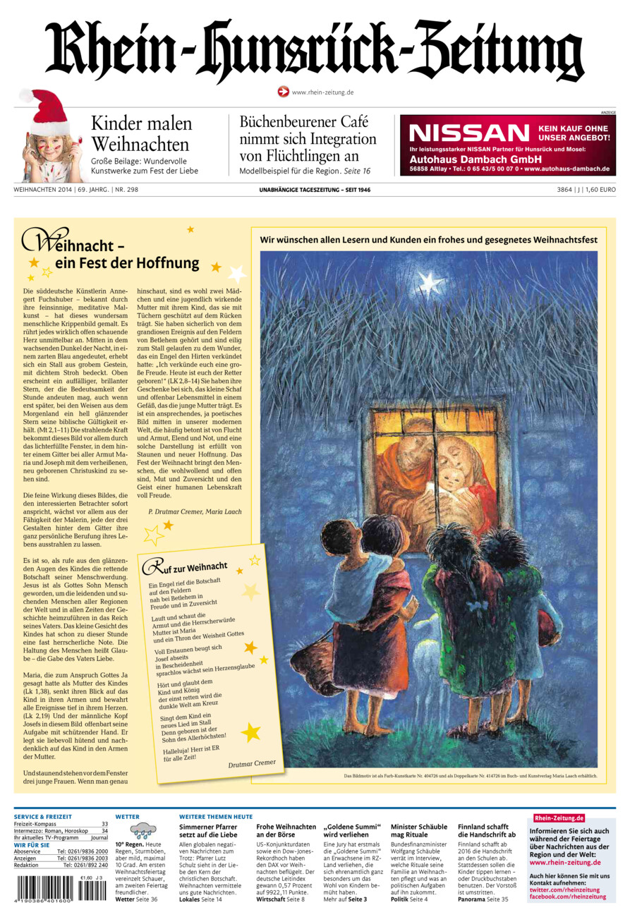Rhein-Hunsrück-Zeitung vom Mittwoch, 24.12.2014