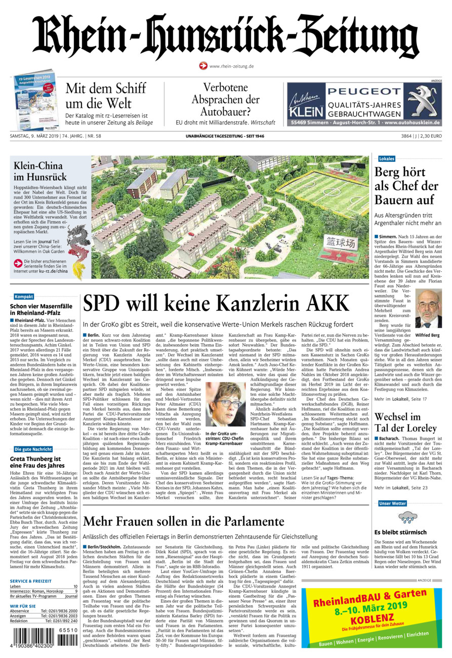 Rhein-Hunsrück-Zeitung vom Samstag, 09.03.2019