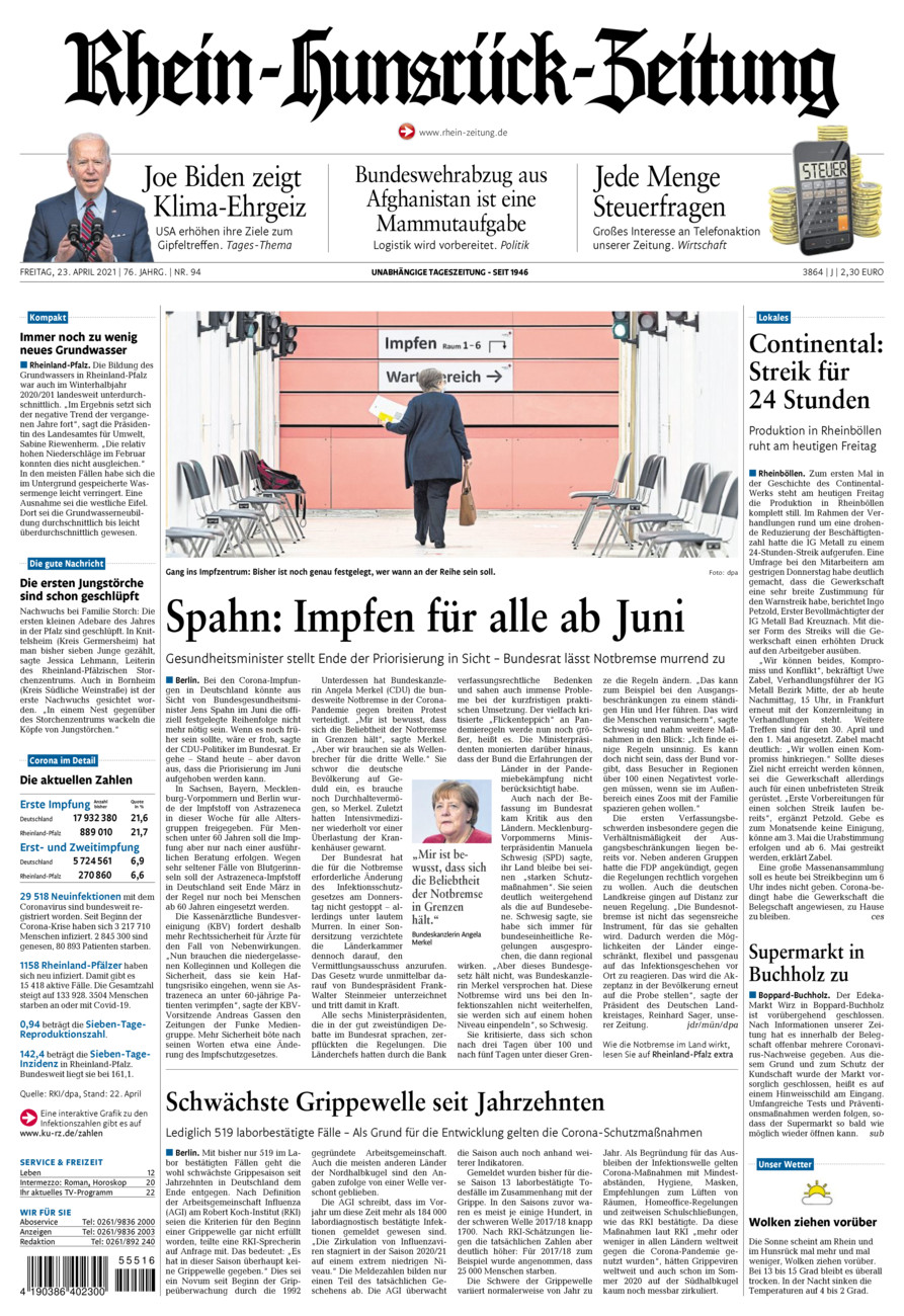 Rhein-Hunsrück-Zeitung vom Freitag, 23.04.2021