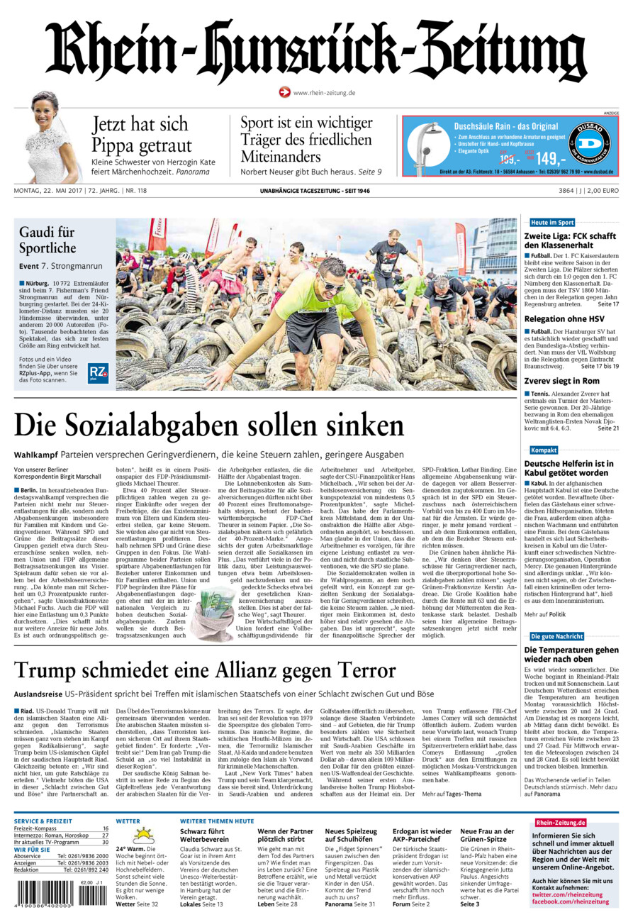 Rhein-Hunsrück-Zeitung vom Montag, 22.05.2017