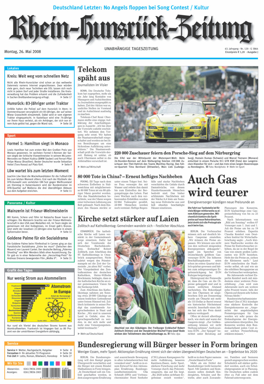 Rhein-Hunsrück-Zeitung vom Montag, 26.05.2008