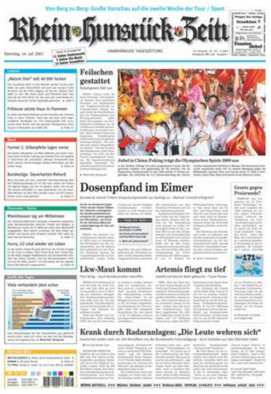 Rhein-Hunsrück-Zeitung vom Samstag, 14.07.2001