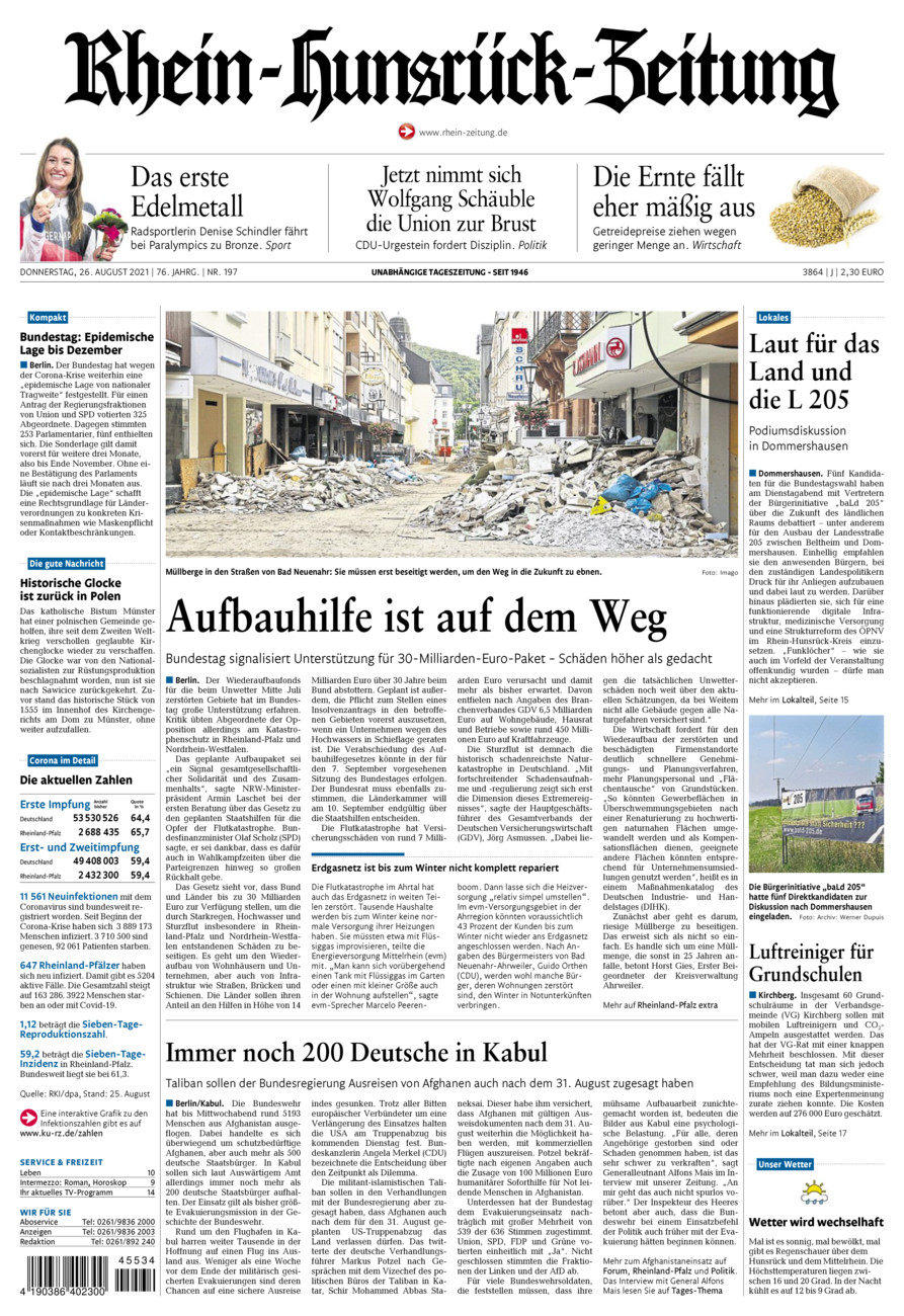 Rhein-Hunsrück-Zeitung vom Donnerstag, 26.08.2021