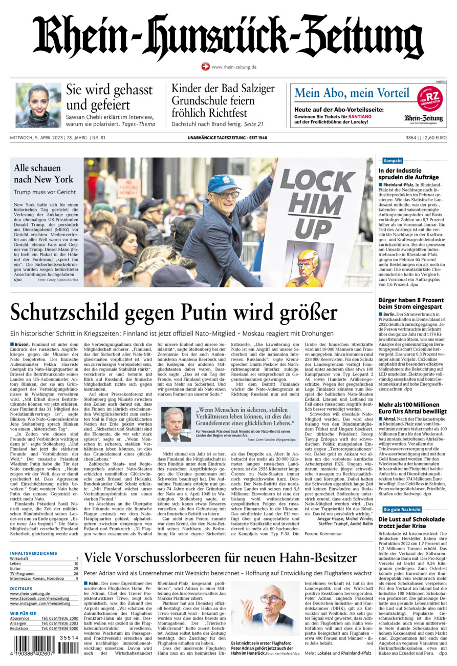 Rhein-Hunsrück-Zeitung vom Mittwoch, 05.04.2023