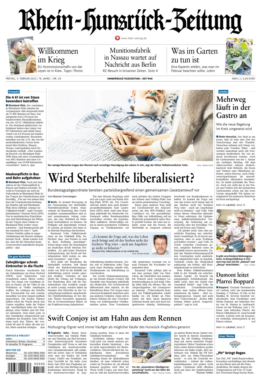 Rhein-Hunsrück-Zeitung vom Freitag, 03.02.2023