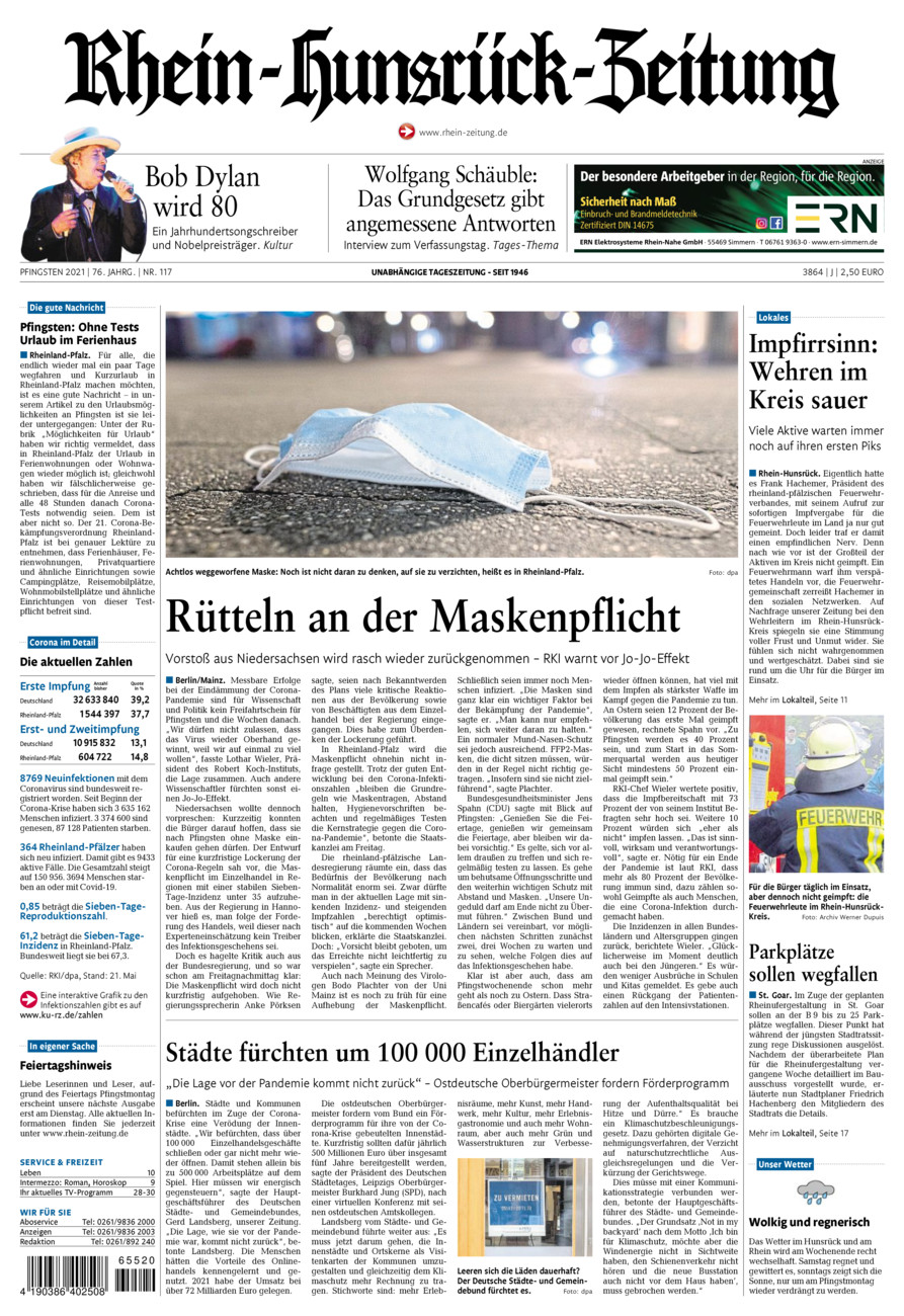 Rhein-Hunsrück-Zeitung vom Samstag, 22.05.2021