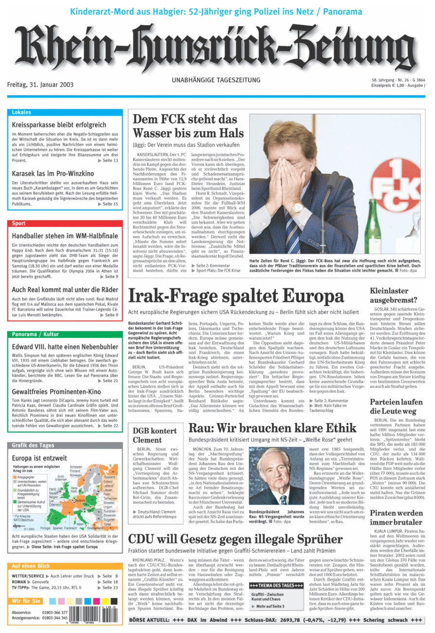 Rhein-Hunsrück-Zeitung vom Freitag, 31.01.2003