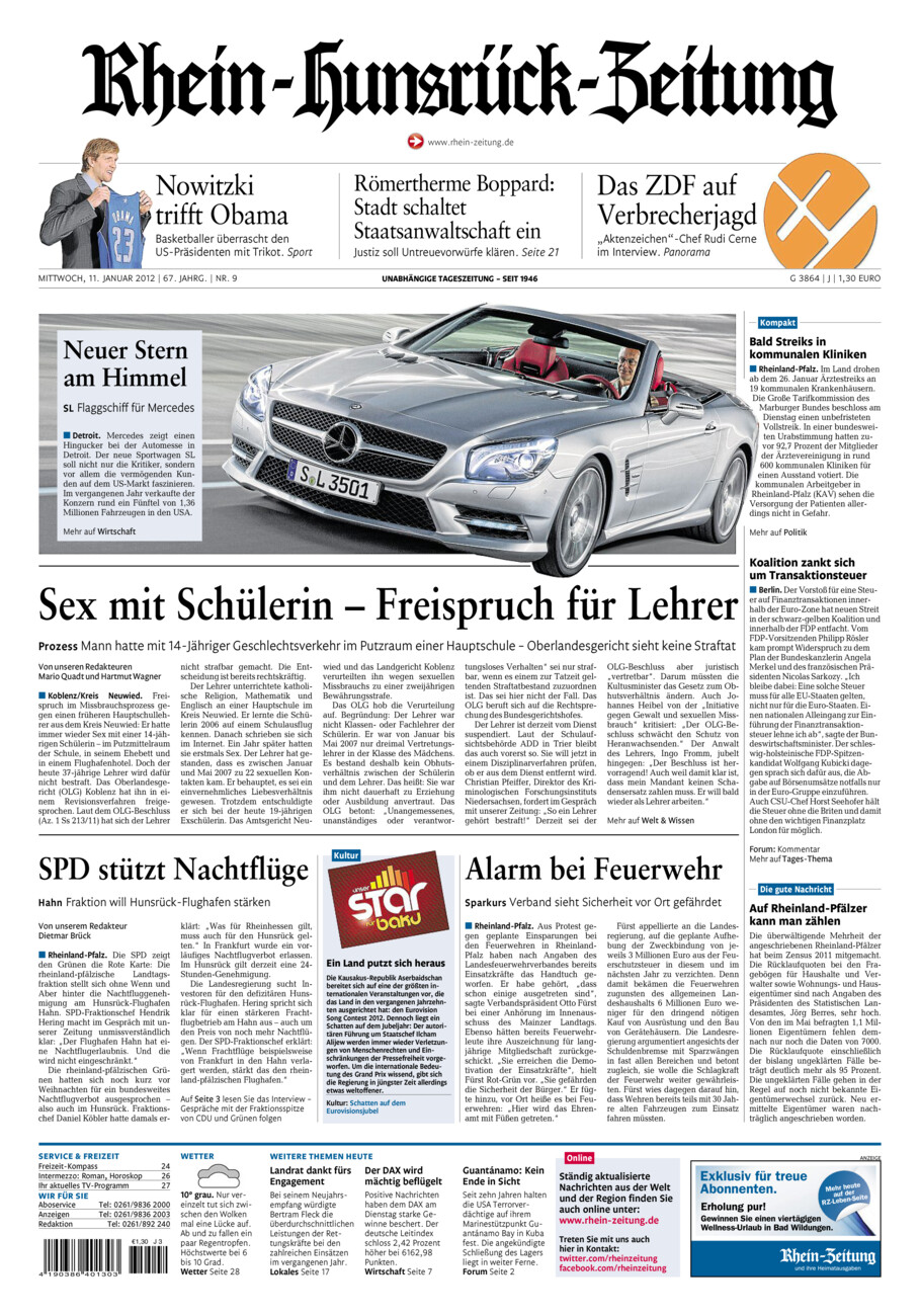 Rhein-Hunsrück-Zeitung vom Mittwoch, 11.01.2012