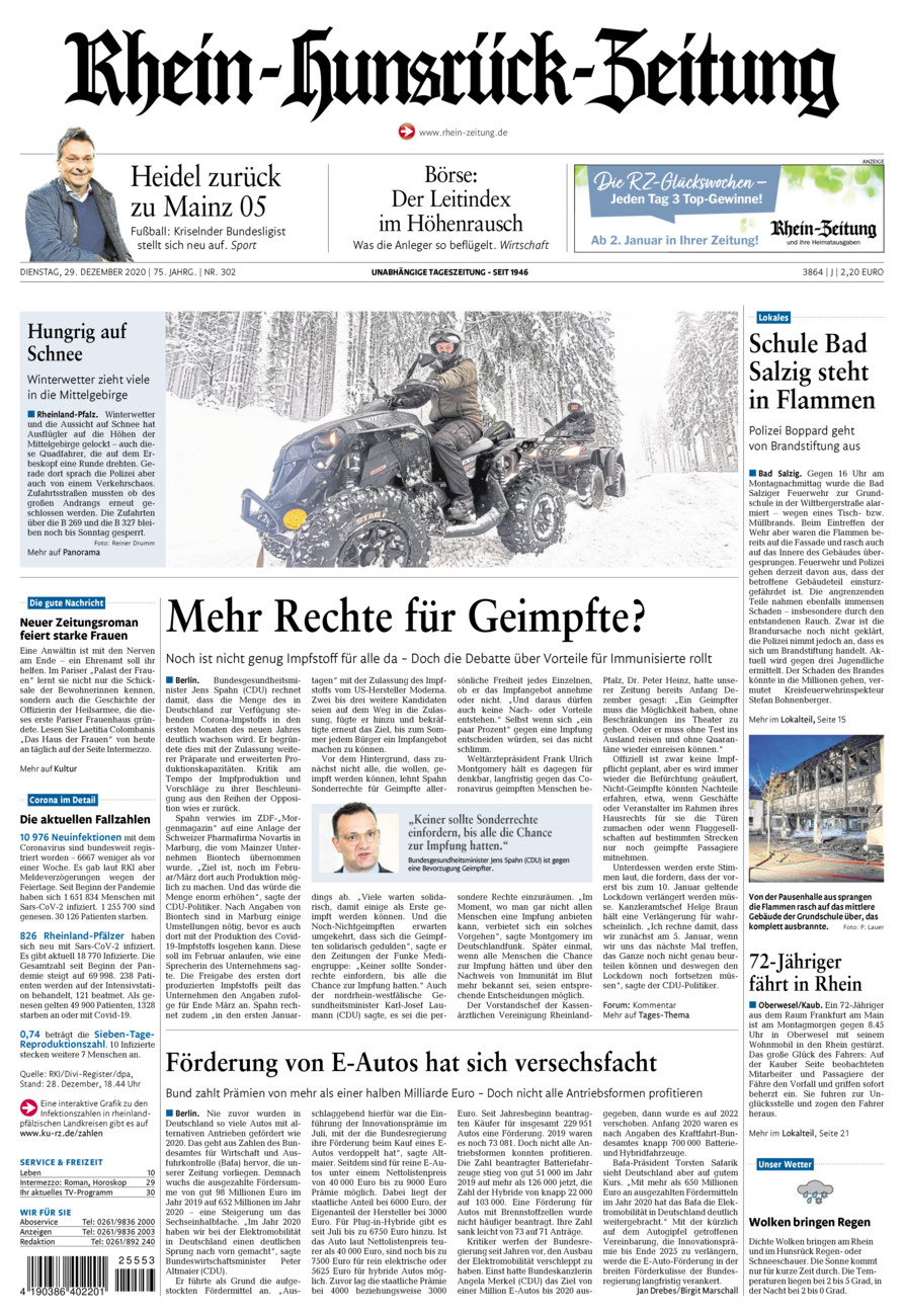 Rhein-Hunsrück-Zeitung vom Dienstag, 29.12.2020