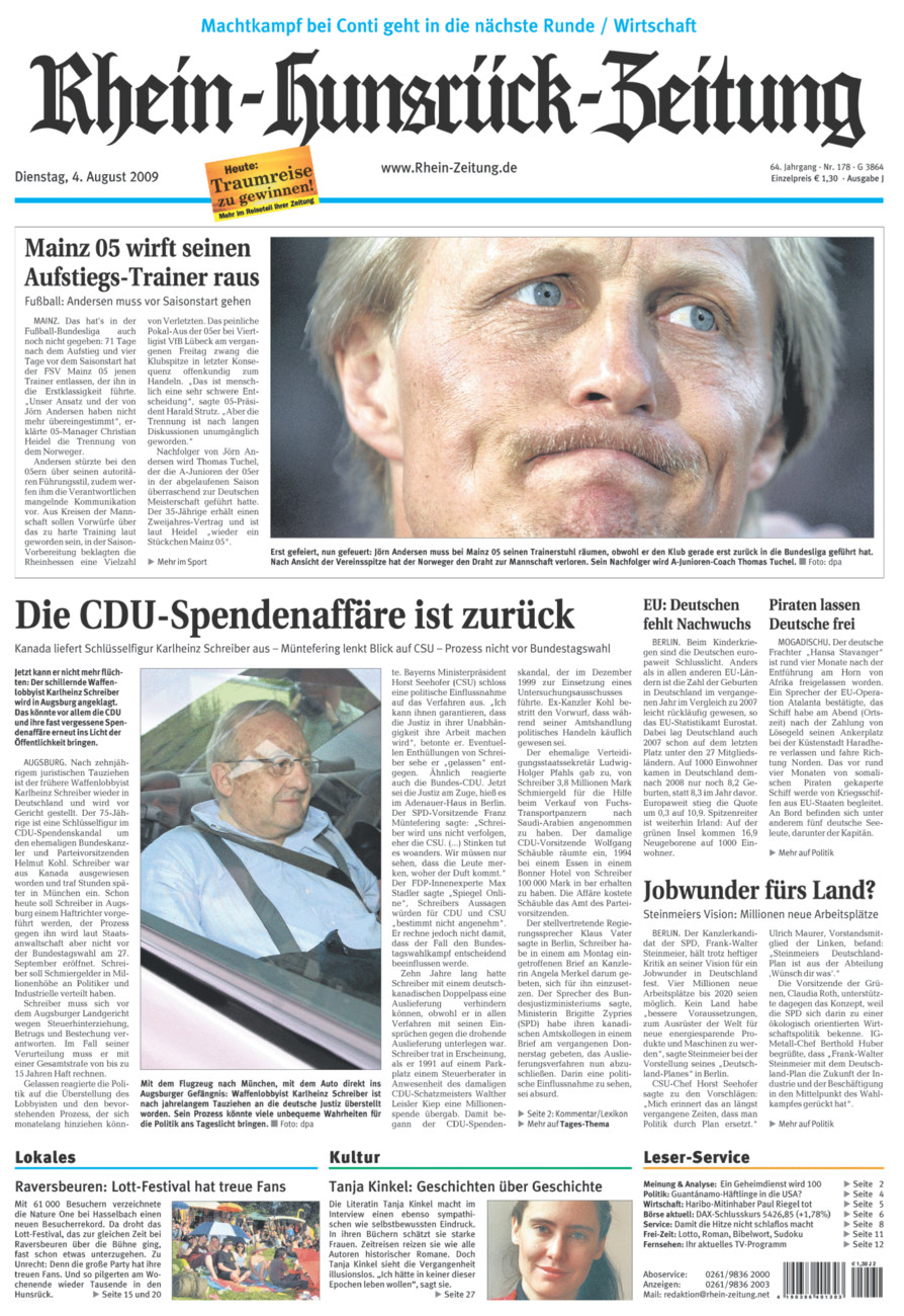 Rhein-Hunsrück-Zeitung vom Dienstag, 04.08.2009
