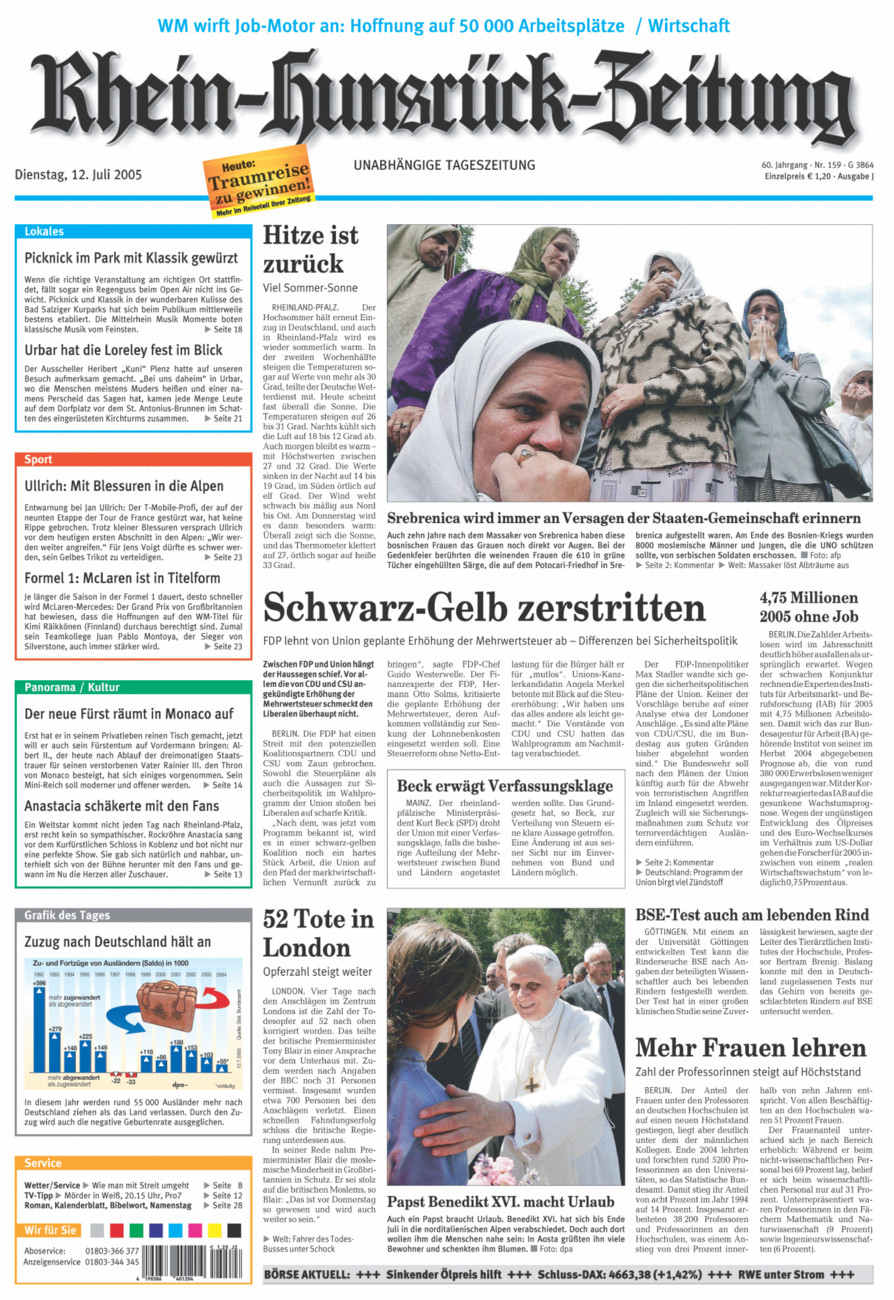 Rhein-Hunsrück-Zeitung vom Dienstag, 12.07.2005