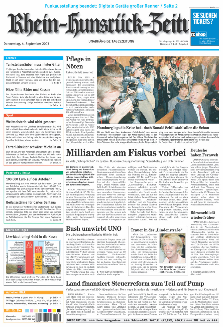 Rhein-Hunsrück-Zeitung vom Donnerstag, 04.09.2003