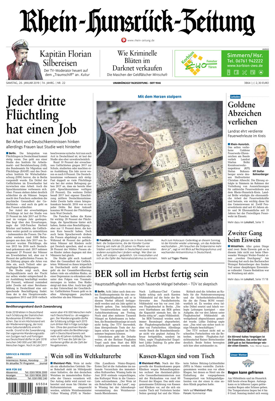 Rhein-Hunsrück-Zeitung vom Samstag, 26.01.2019