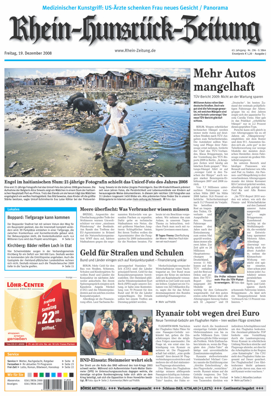 Rhein-Hunsrück-Zeitung vom Freitag, 19.12.2008