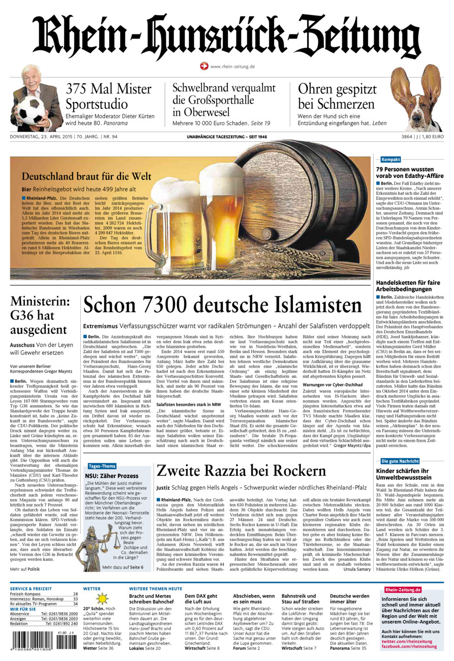 Rhein-Hunsrück-Zeitung vom Donnerstag, 23.04.2015