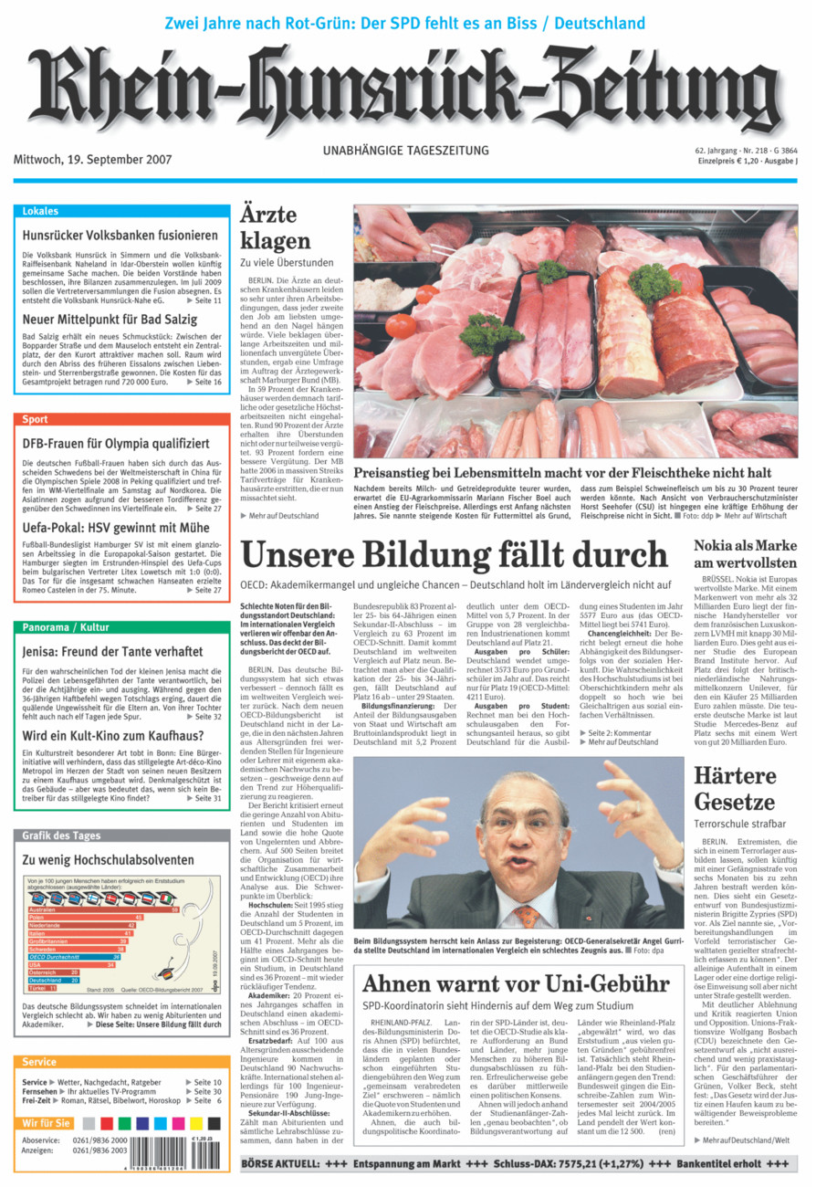 Rhein-Hunsrück-Zeitung vom Mittwoch, 19.09.2007