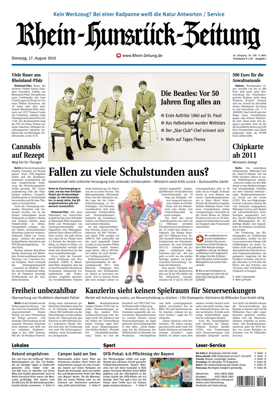 Rhein-Hunsrück-Zeitung vom Dienstag, 17.08.2010